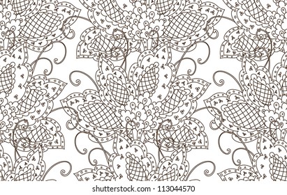 Seamless floral pattern with scroll persian design