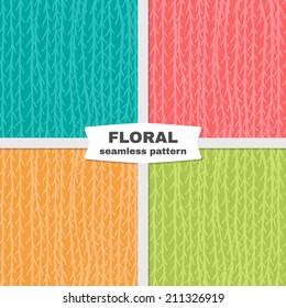 seamless floral pattern, set of 4 colorful patterns with algae