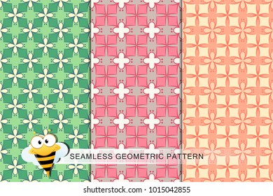 Seamless floral pattern set, abstract decorative shapes, geometric seamless pattern, minimalistic style