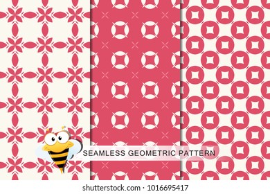 Seamless floral pattern set, abstract decorative shapes, geometric seamless pattern, minimalistic style