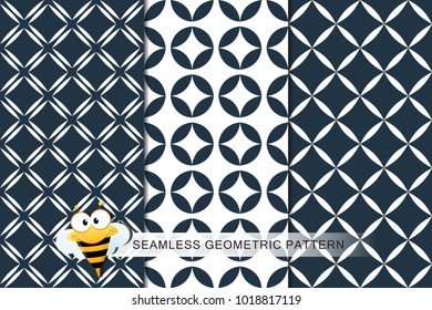 Seamless floral pattern set, abstract decorative shapes, geometric seamless pattern, minimalistic style