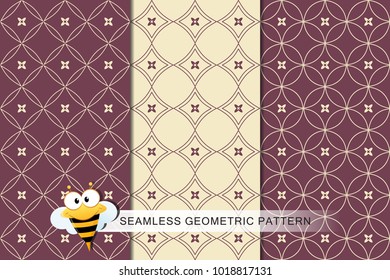 Seamless floral pattern set, abstract decorative shapes, geometric seamless pattern, minimalistic style
