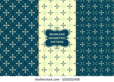 Seamless floral pattern set, abstract decorative shapes, geometric seamless pattern, minimalistic style