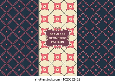 Seamless floral pattern set, abstract decorative shapes, geometric seamless pattern, minimalistic style