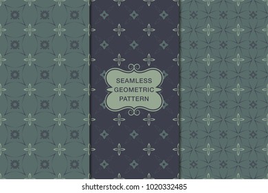 Seamless floral pattern set, abstract decorative shapes, geometric seamless pattern, minimalistic style