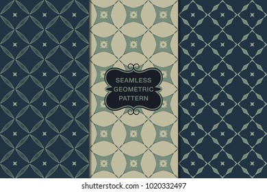Seamless floral pattern set, abstract decorative shapes, geometric seamless pattern, minimalistic style