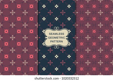 Seamless floral pattern set, abstract decorative shapes, geometric seamless pattern, minimalistic style