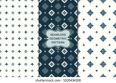 Seamless floral pattern set, abstract decorative shapes, geometric seamless pattern, minimalistic style