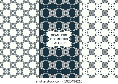 Seamless floral pattern set, abstract decorative shapes, geometric seamless pattern, minimalistic style
