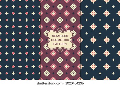 Seamless floral pattern set, abstract decorative shapes, geometric seamless pattern, minimalistic style