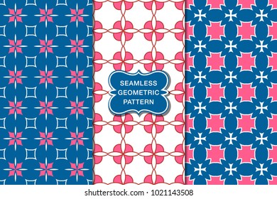 Seamless floral pattern set, abstract decorative shapes, geometric seamless pattern, minimalistic style