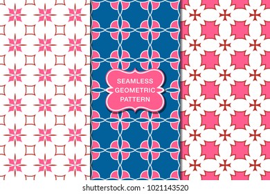 Seamless floral pattern set, abstract decorative shapes, geometric seamless pattern, minimalistic style