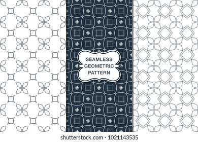 Seamless floral pattern set, abstract decorative shapes, geometric seamless pattern, minimalistic style