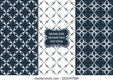 Seamless floral pattern set, abstract decorative shapes, geometric seamless pattern, minimalistic style