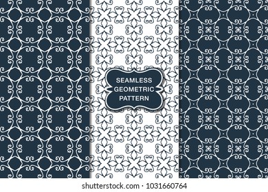 Seamless floral pattern set, abstract decorative shapes, geometric seamless pattern, minimalistic style