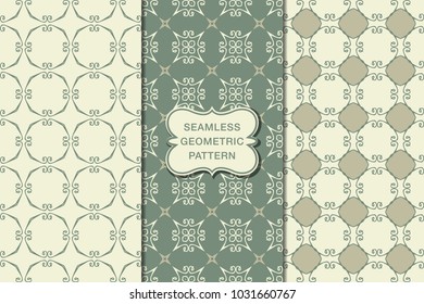 Seamless floral pattern set, abstract decorative shapes, geometric seamless pattern, minimalistic style