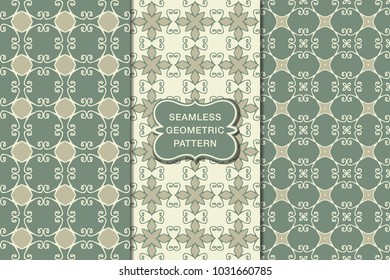 Seamless floral pattern set, abstract decorative shapes, geometric seamless pattern, minimalistic style