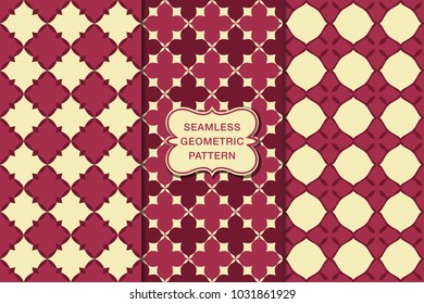 Seamless floral pattern set, abstract decorative shapes, geometric seamless pattern, minimalistic style