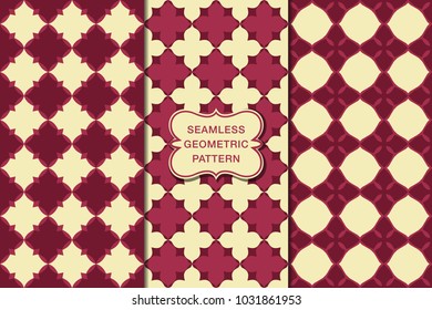 Seamless floral pattern set, abstract decorative shapes, geometric seamless pattern, minimalistic style