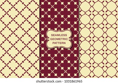 Seamless floral pattern set, abstract decorative shapes, geometric seamless pattern, minimalistic style