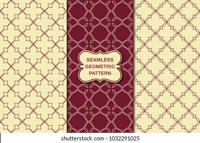 Seamless floral pattern set, abstract decorative shapes, geometric seamless pattern, minimalistic style