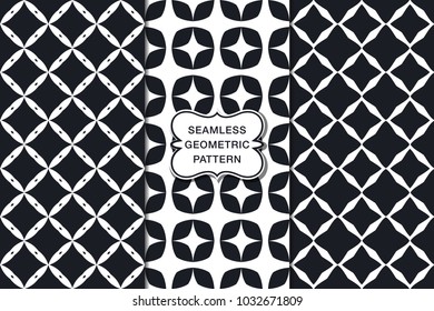 Seamless floral pattern set, abstract decorative shapes, geometric seamless pattern, minimalistic style