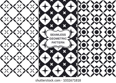 Seamless floral pattern set, abstract decorative shapes, geometric seamless pattern, minimalistic style