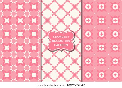 Seamless floral pattern set, abstract decorative shapes, geometric seamless pattern, minimalistic style