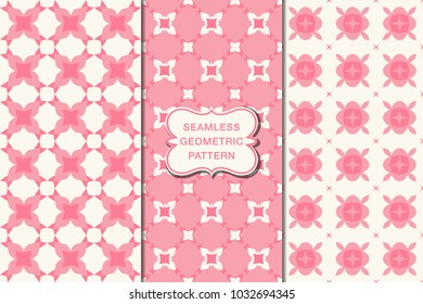 Seamless floral pattern set, abstract decorative shapes, geometric seamless pattern, minimalistic style