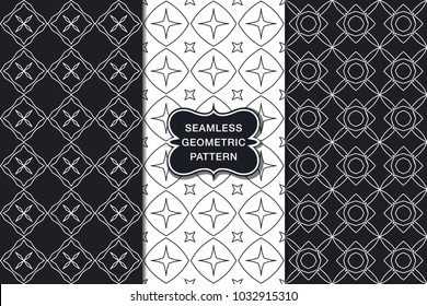 Seamless floral pattern set, abstract decorative shapes, geometric seamless pattern, minimalistic style