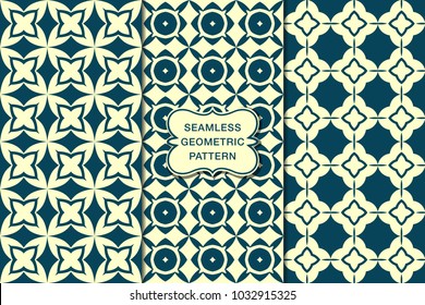 Seamless floral pattern set, abstract decorative shapes, geometric seamless pattern, minimalistic style