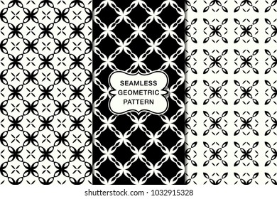Seamless floral pattern set, abstract decorative shapes, geometric seamless pattern, minimalistic style