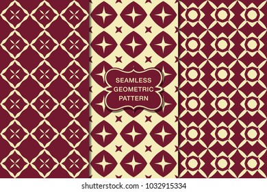 Seamless floral pattern set, abstract decorative shapes, geometric seamless pattern, minimalistic style
