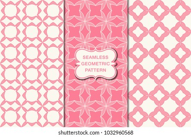 Seamless floral pattern set, abstract decorative shapes, geometric seamless pattern, minimalistic style