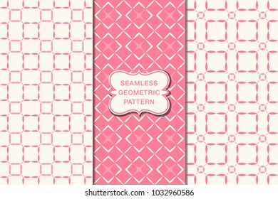 Seamless floral pattern set, abstract decorative shapes, geometric seamless pattern, minimalistic style