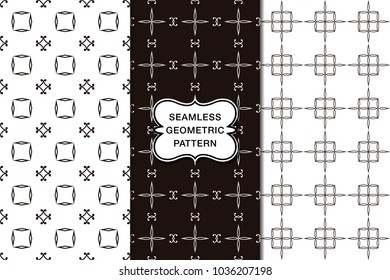 Seamless floral pattern set, abstract decorative shapes, geometric seamless pattern, minimalistic style