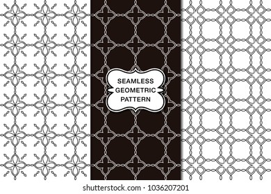 Seamless floral pattern set, abstract decorative shapes, geometric seamless pattern, minimalistic style