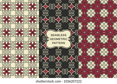 Seamless floral pattern set, abstract decorative shapes, geometric seamless pattern, minimalistic style