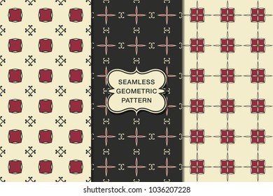 Seamless floral pattern set, abstract decorative shapes, geometric seamless pattern, minimalistic style