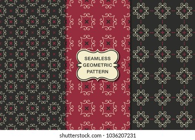 Seamless floral pattern set, abstract decorative shapes, geometric seamless pattern, minimalistic style