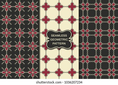 Seamless floral pattern set, abstract decorative shapes, geometric seamless pattern, minimalistic style
