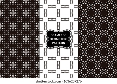 Seamless floral pattern set, abstract decorative shapes, geometric seamless pattern, minimalistic style