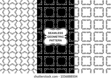 Seamless floral pattern set, abstract decorative shapes, geometric seamless pattern, minimalistic style