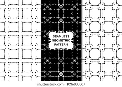 Seamless floral pattern set, abstract decorative shapes, geometric seamless pattern, minimalistic style