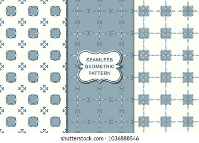 Seamless floral pattern set, abstract decorative shapes, geometric seamless pattern, minimalistic style
