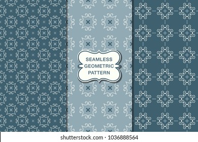 Seamless floral pattern set, abstract decorative shapes, geometric seamless pattern, minimalistic style