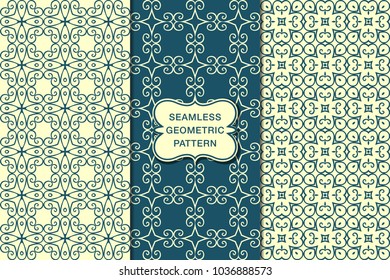 Seamless floral pattern set, abstract decorative shapes, geometric seamless pattern, minimalistic style