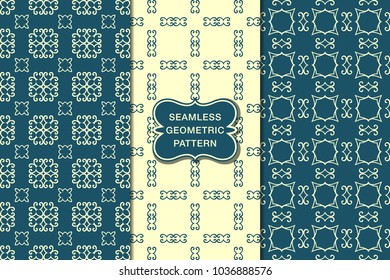 Seamless floral pattern set, abstract decorative shapes, geometric seamless pattern, minimalistic style