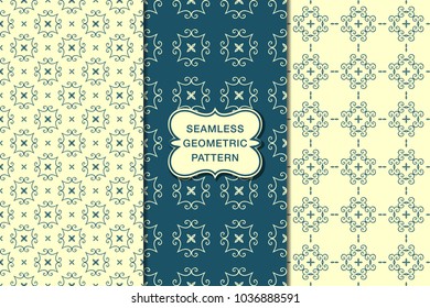 Seamless floral pattern set, abstract decorative shapes, geometric seamless pattern, minimalistic style