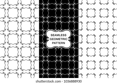 Seamless floral pattern set, abstract decorative shapes, geometric seamless pattern, minimalistic style